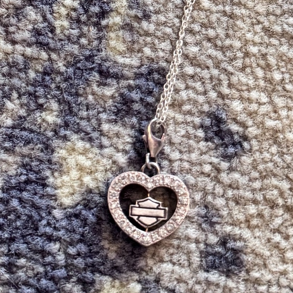 Harley Davidson sterling silver heart necklace